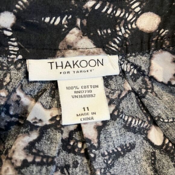 Thakoon for Target Shibori Skirt Black Tan Mini Button Front Size 11 - Picture 8 of 9